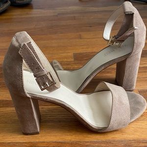 Nine West nude suede strap heels